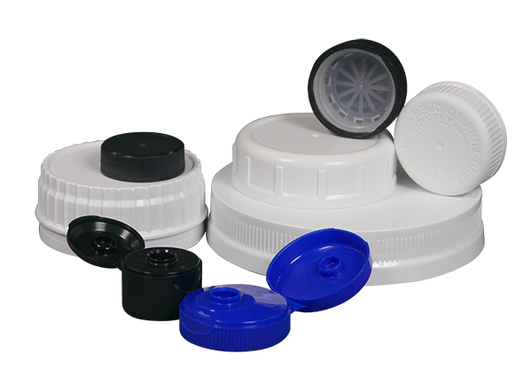 Group of plastic caps  packaging closures for many markets